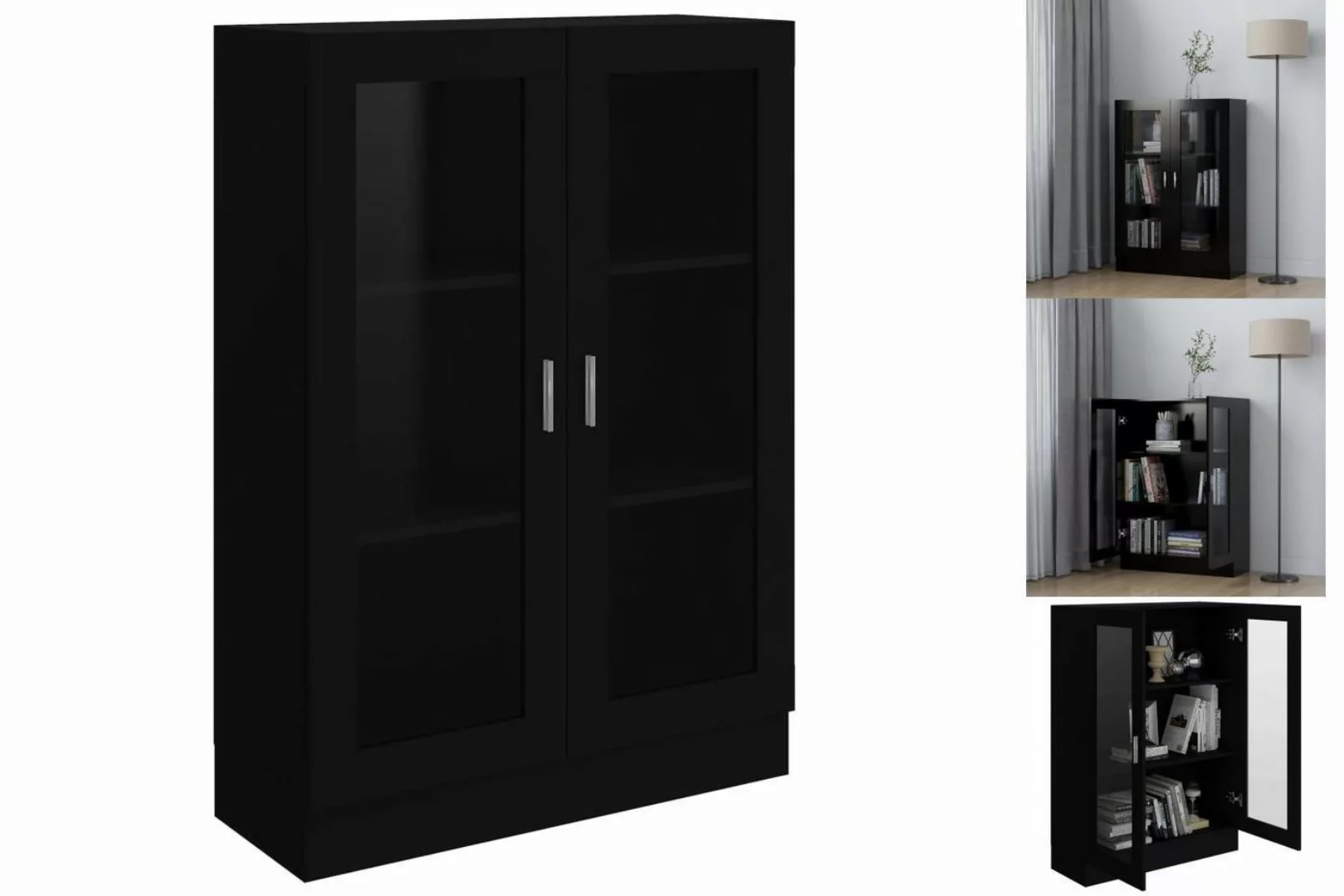 vidaXL Vitrine Bücherschrank Vitrinenschrank Vitrine Schwarz 82,5x30,5x115 günstig online kaufen