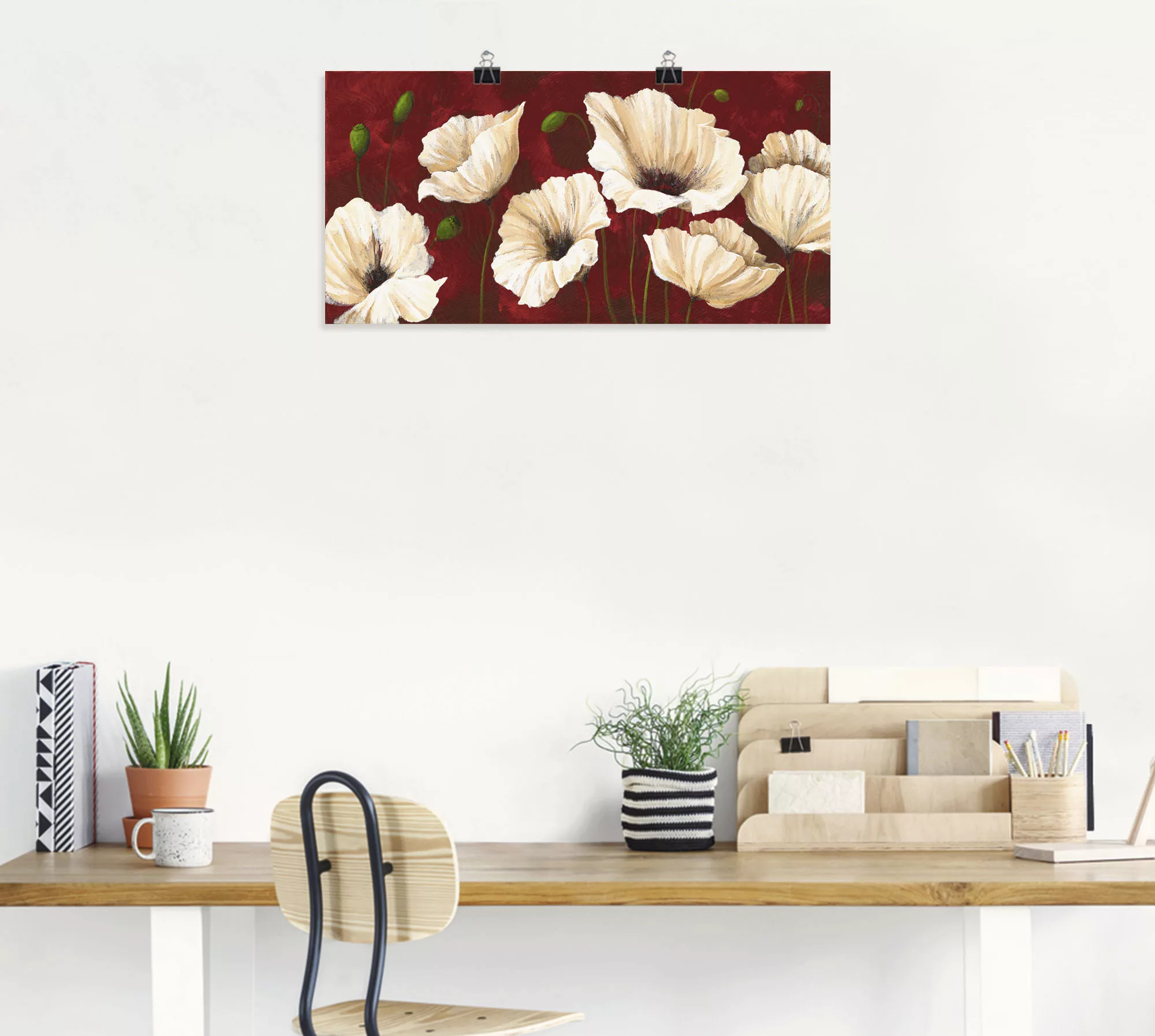 Artland Wandbild »Weiße Mohnblumen vor rot«, Blumen, (1 St.) günstig online kaufen