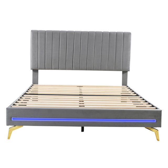 Blusmart Polsterbett Doppelbett 140 x 200 cm (mit LED-Leuchten und Lattenro günstig online kaufen