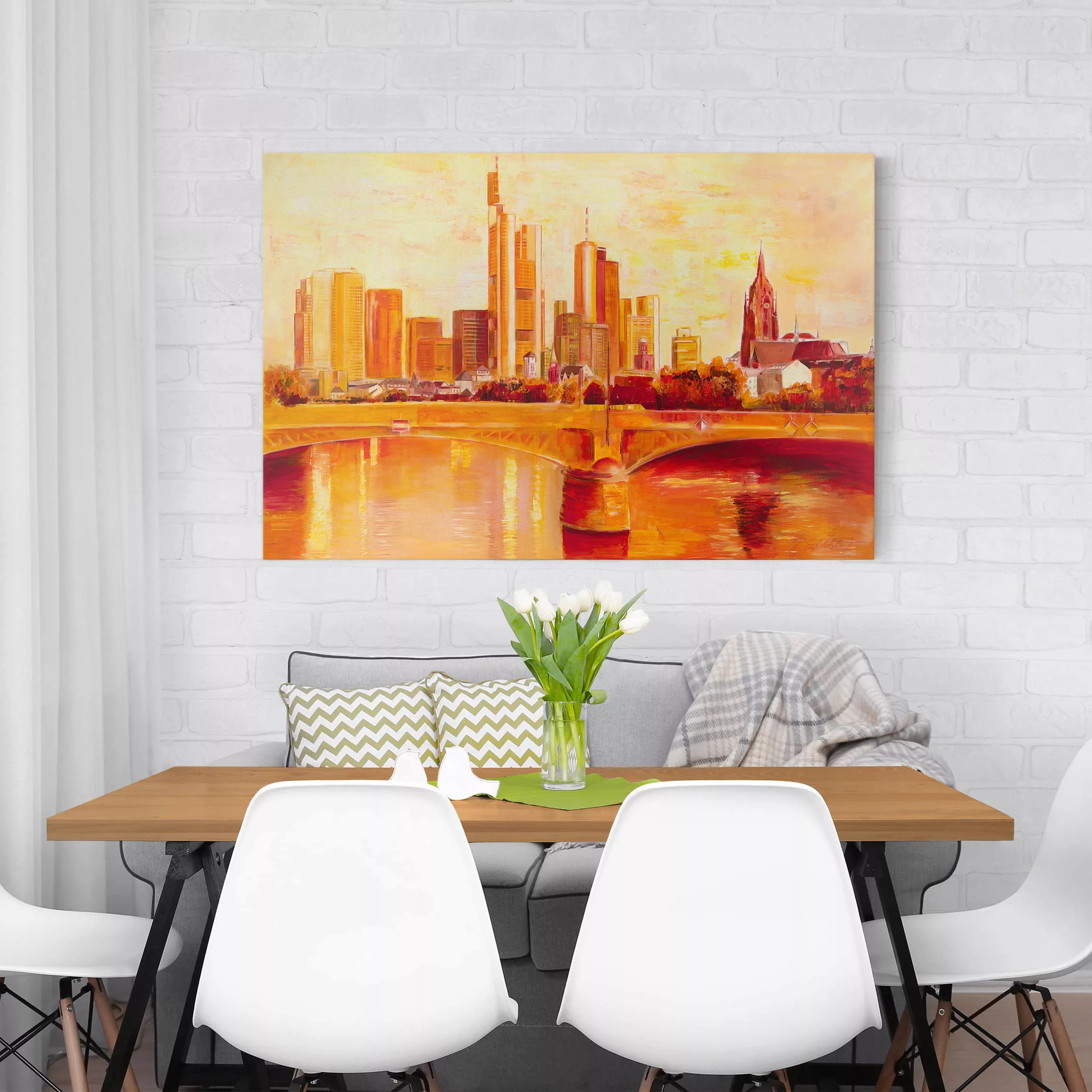 Leinwandbild Kunstdruck - Querformat Petra Schüßler - Skyline Frankfurt günstig online kaufen