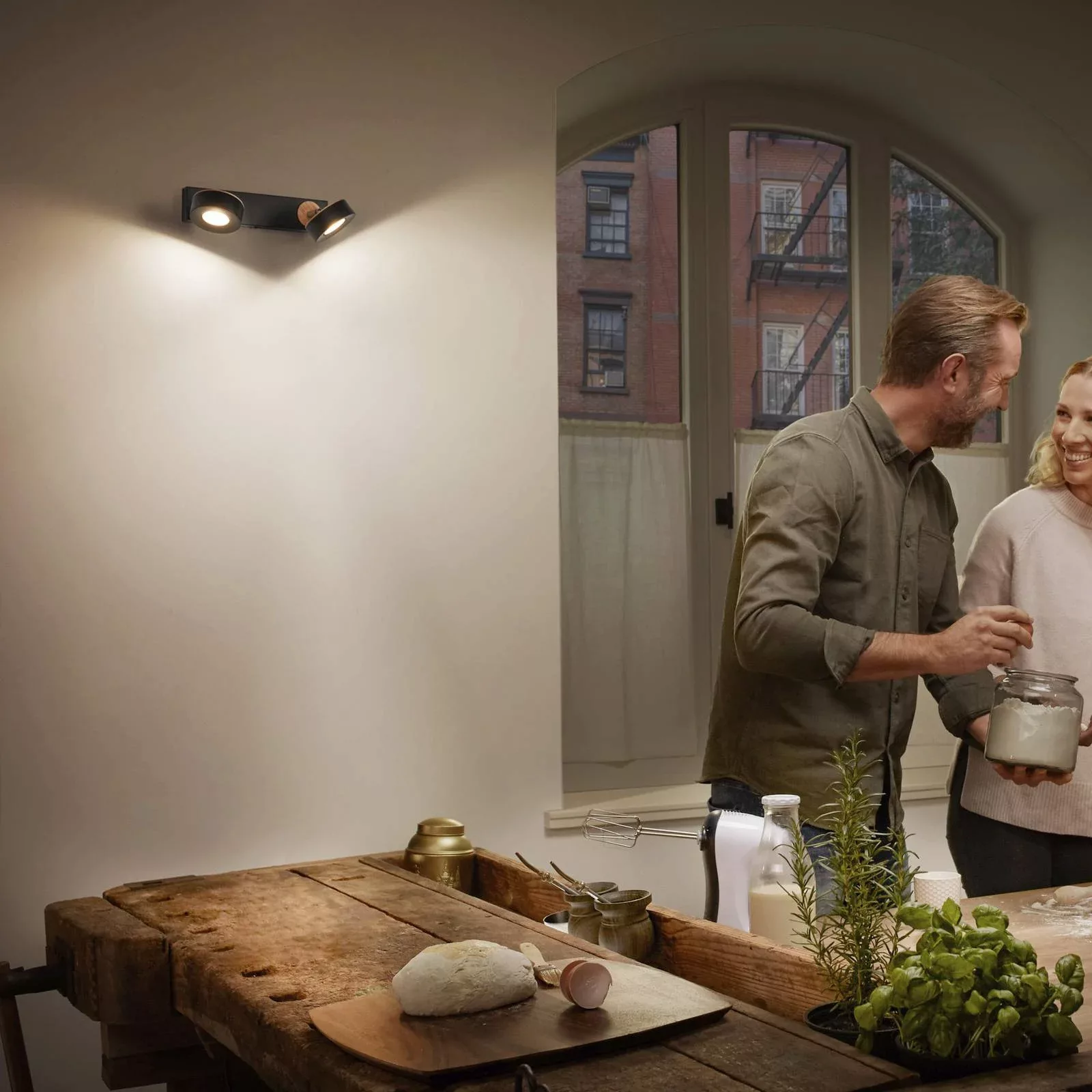 LEDVANCE LED-Deckenspot Pluto, Stahl, Holz, 2-fl., schwarz günstig online kaufen