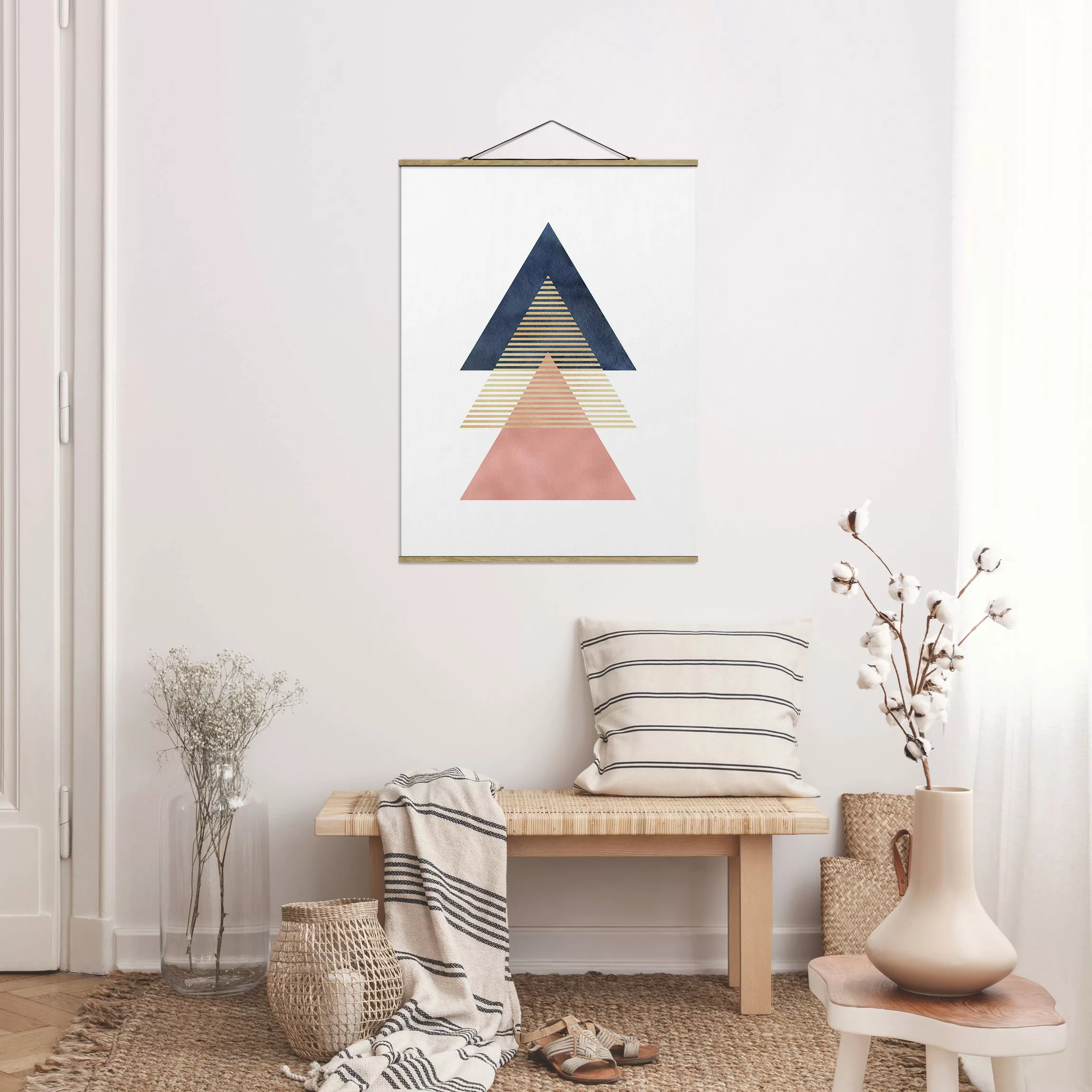 Stoffbild mit Posterleisten Drei Dreiecke günstig online kaufen