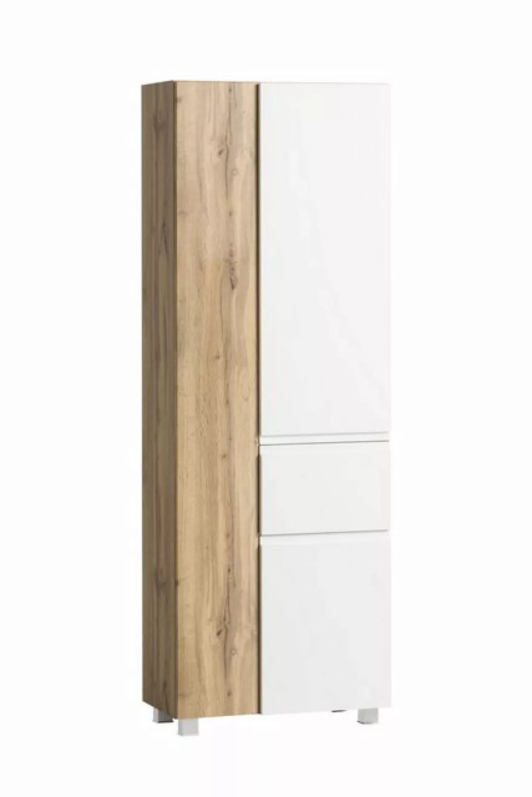 HELD MÖBEL Seitenschrank in weiß/ Wotaneiche, MDF - 65x180x35cm (BxHxT) günstig online kaufen