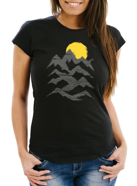 MoonWorks Print-Shirt Wandern Damen T-Shirt Berge Sonnenaufgang Moonworks® günstig online kaufen