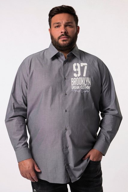 Men Plus Businesshemd Men+ Hemd Langarm Kentkragen Brust-Print bis 8 XL günstig online kaufen