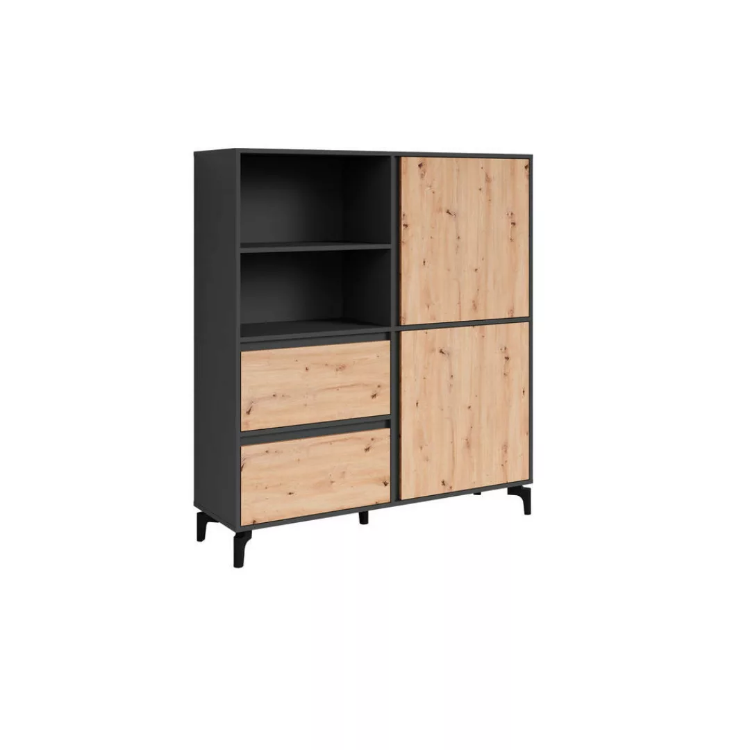 byLIVING Highboard "Blackwood", Breite 126 cm, Korpus Anthrazit mit Absetzu günstig online kaufen