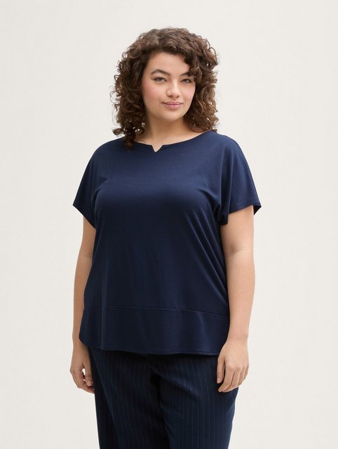 TOM TAILOR PLUS T-Shirt Plus Size - T-Shirt im Material-Mix günstig online kaufen