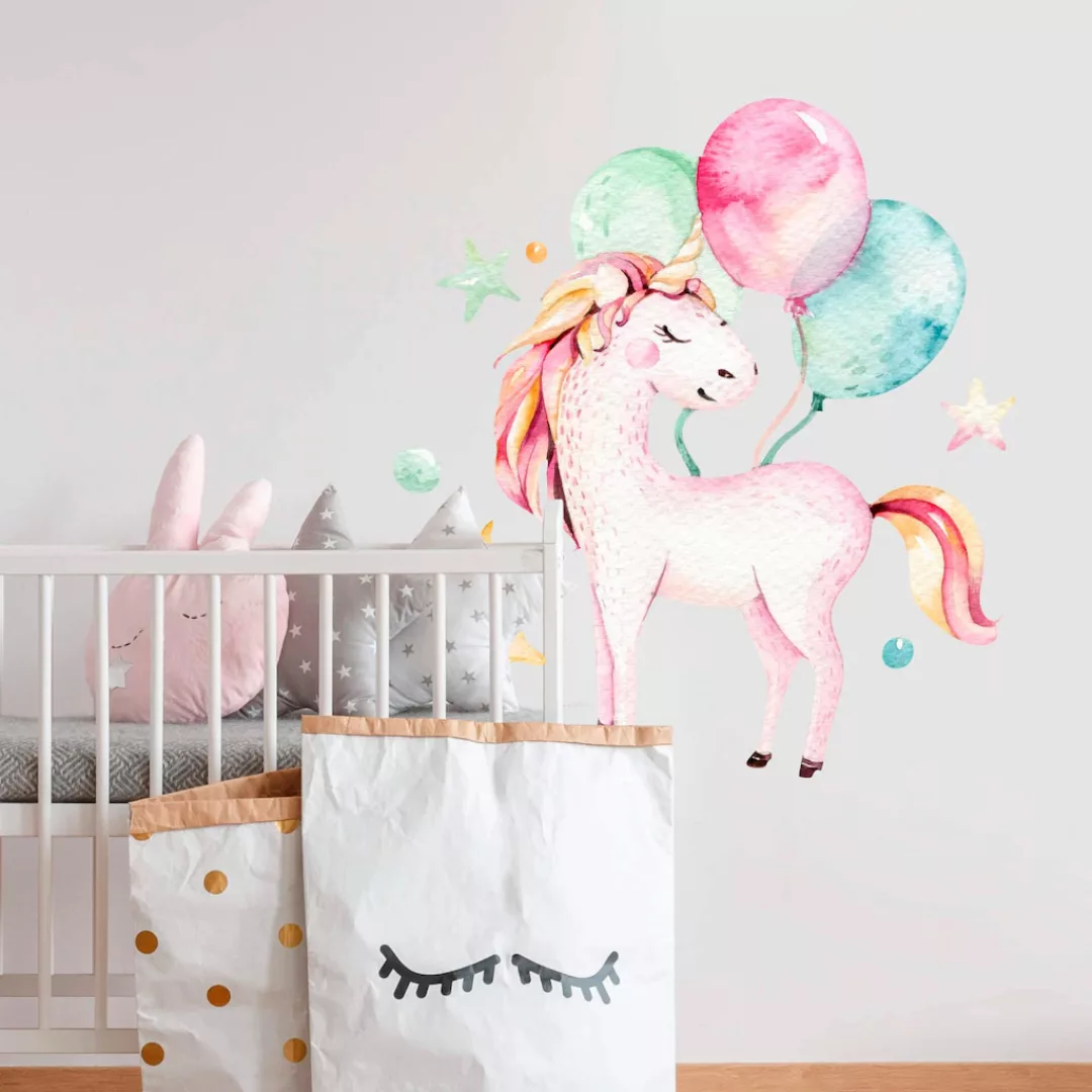 Wall-Art Wandtattoo »Kvilis Einhorn mit Luftballons«, selbstklebend, entfer günstig online kaufen