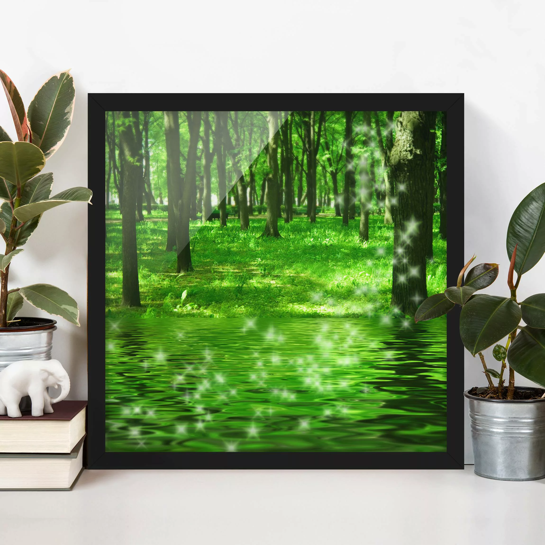 Bild mit Rahmen Natur & Landschaft - Quadrat Morgenzauber günstig online kaufen