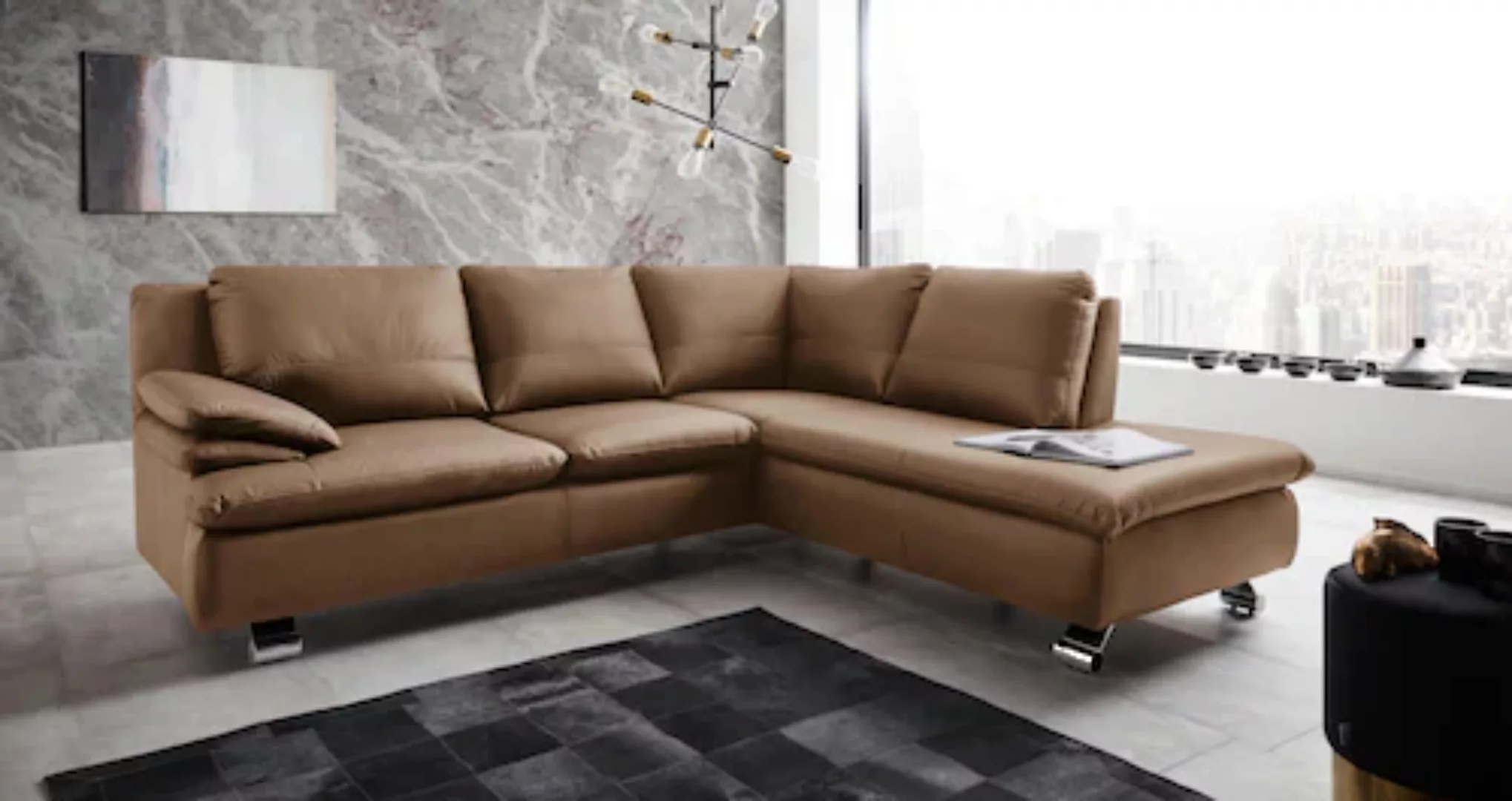 PLACES OF STYLE Ecksofa "Drover L-Form", in Echtleder günstig online kaufen