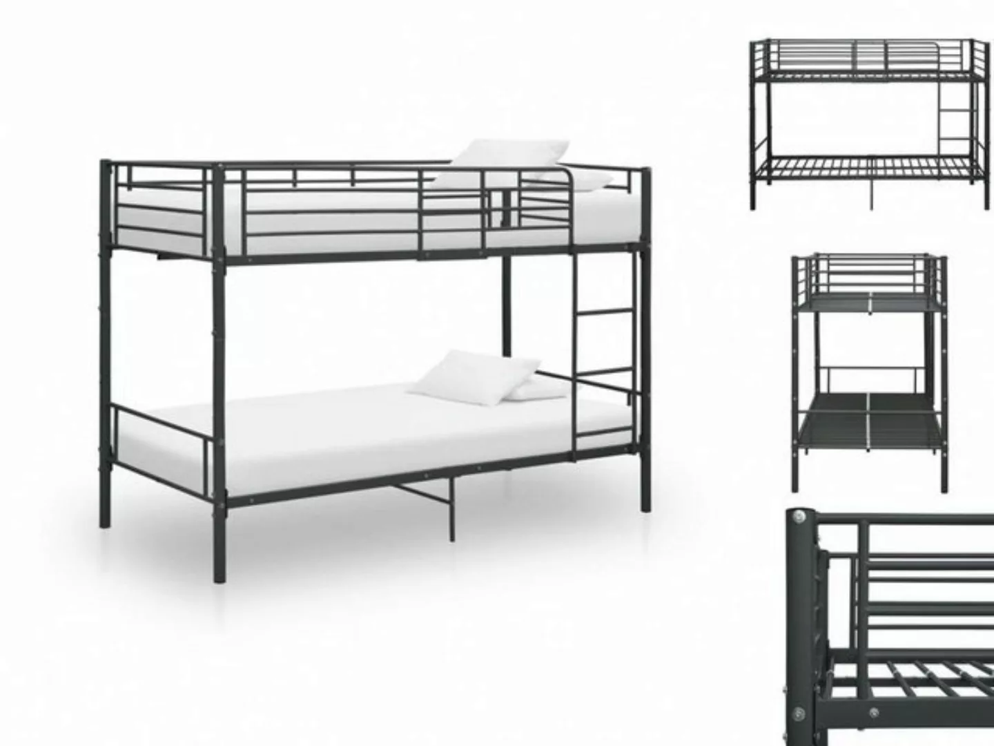 vidaXL Bettgestell Etagenbett Schwarz Metall 90200 cm Bett Bettrahmen Bettg günstig online kaufen