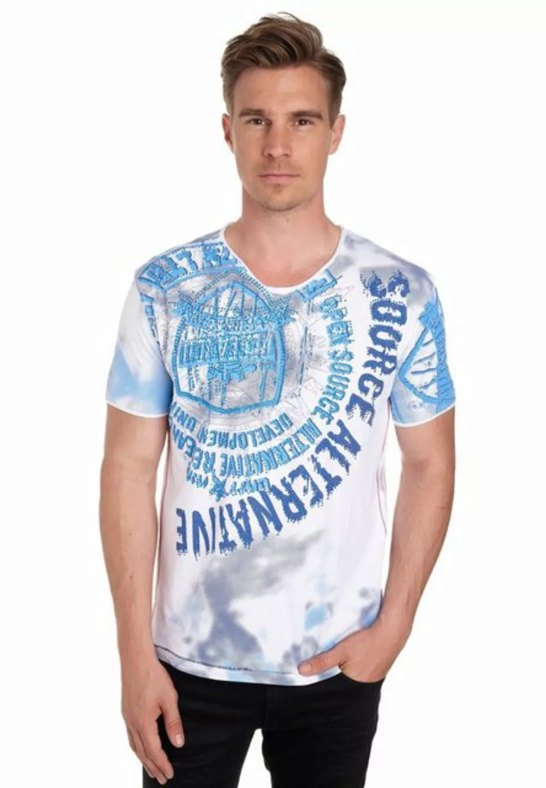 Rusty Neal T-Shirt mit Strasssteinen und Frontprint günstig online kaufen