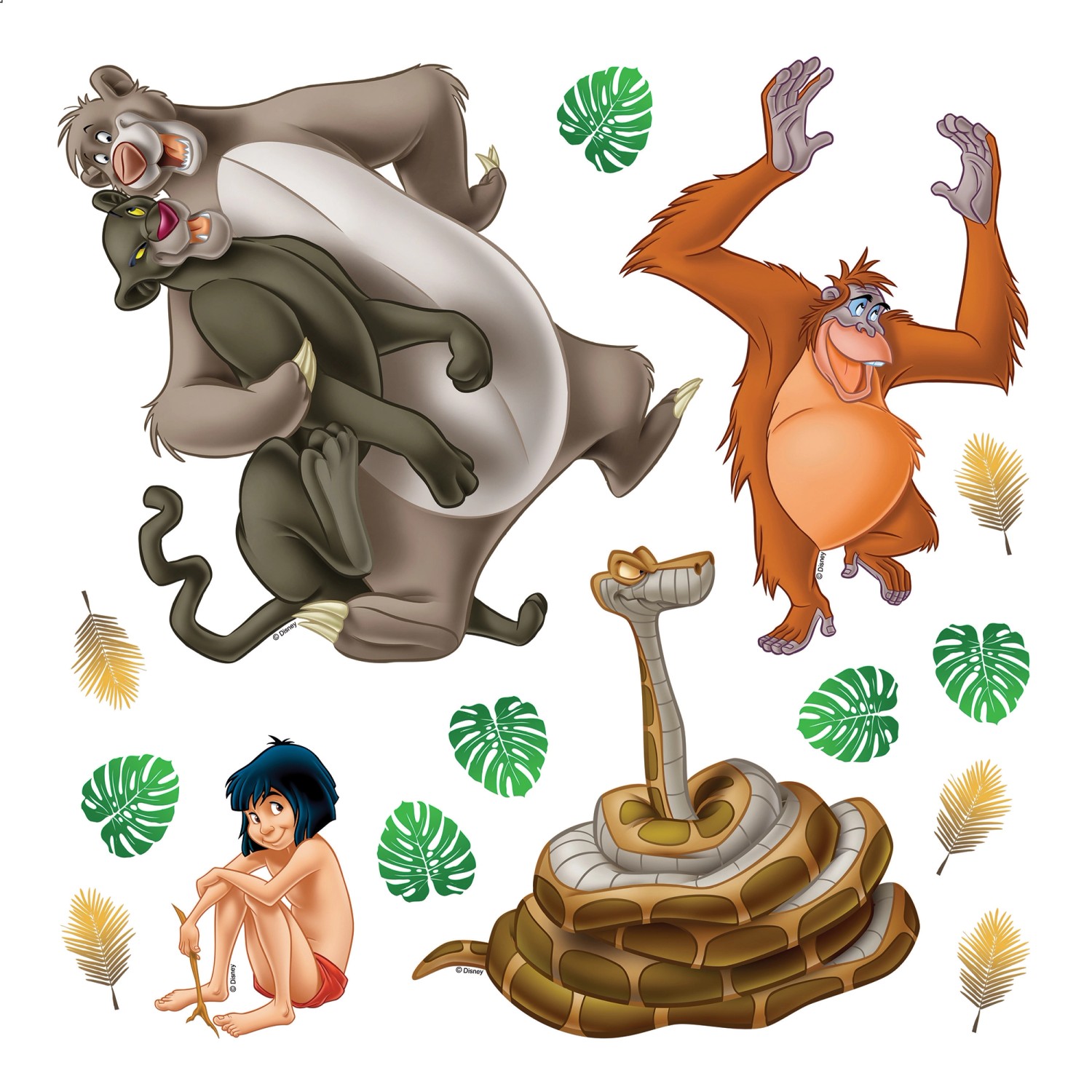 Disney Wandtattoo The Jungle Book Braun Beige und Grün 30 x 30 cm 600222 günstig online kaufen