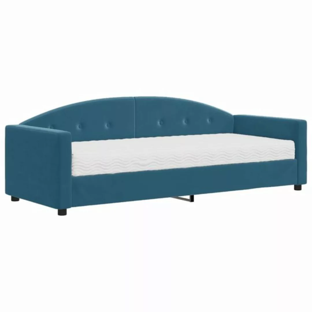 vidaXL Gästebett Gästebett Tagesbett mit Matratze Blau 80x200 cm Samt Bett günstig online kaufen