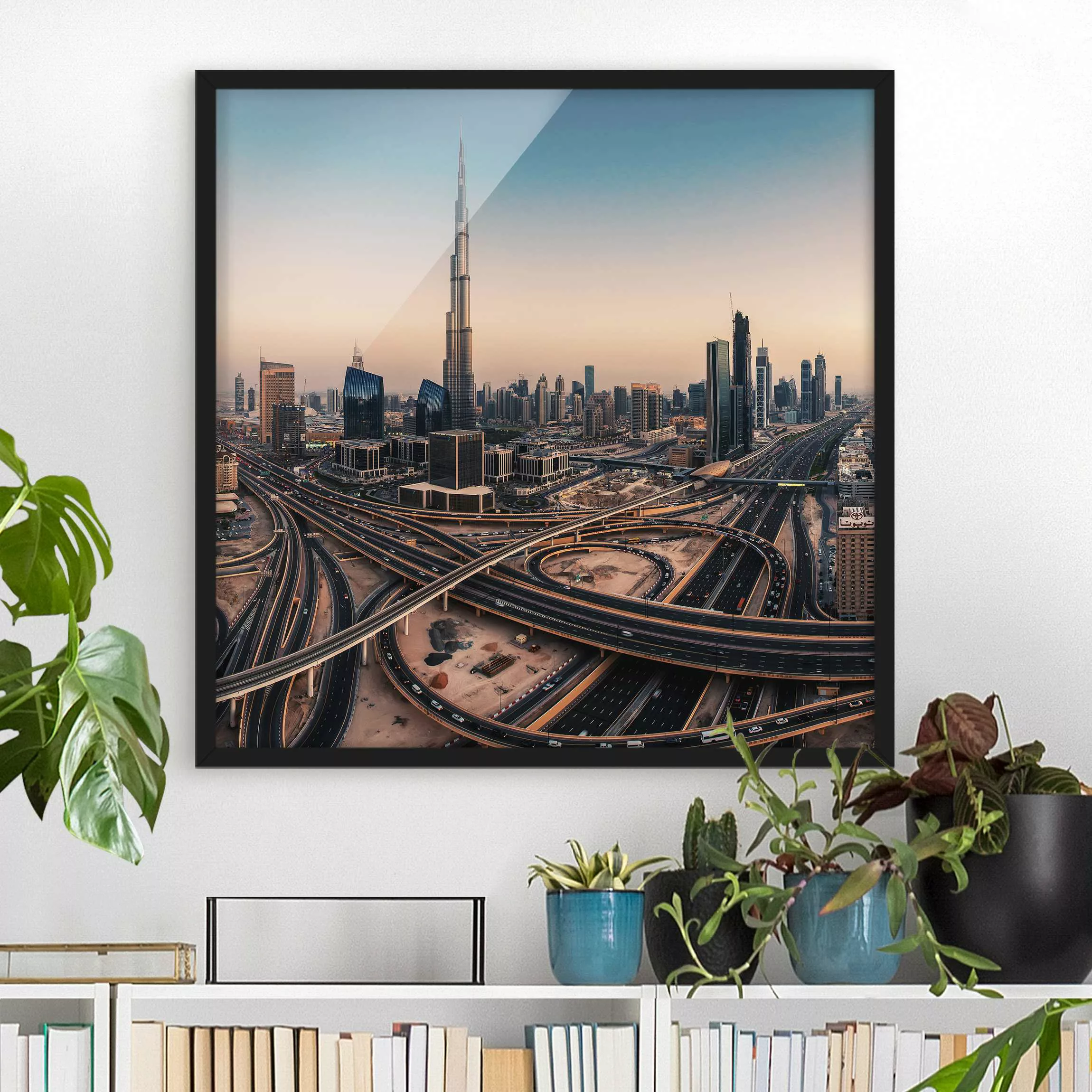 Bild mit Rahmen Architektur & Skyline - Quadrat Abendstimmung in Dubai günstig online kaufen