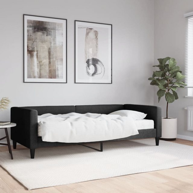 vidaXL Gästebett Gästebett Tagesbett mit Matratze Schwarz 90x200 cm Stoff B günstig online kaufen