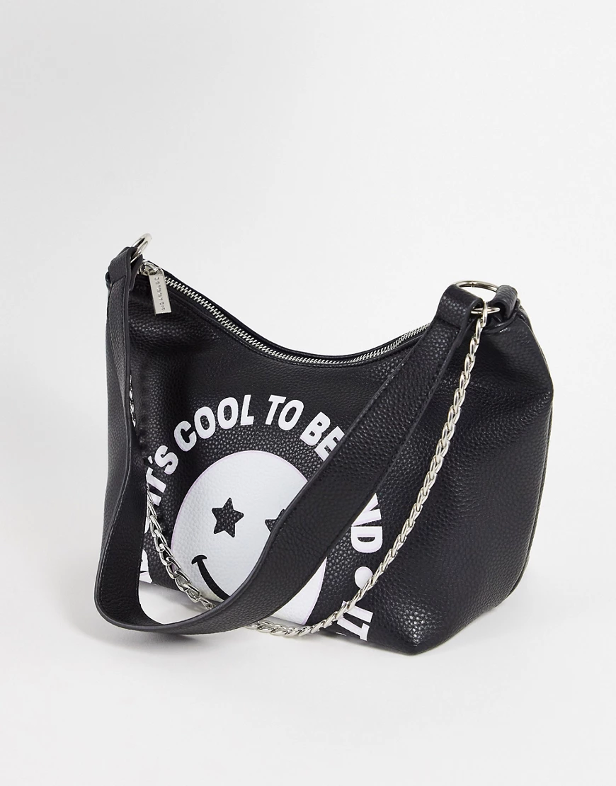 Skinnydip – Schultertasche in Schwarz und Beutelform mit Kette und „Cool to günstig online kaufen