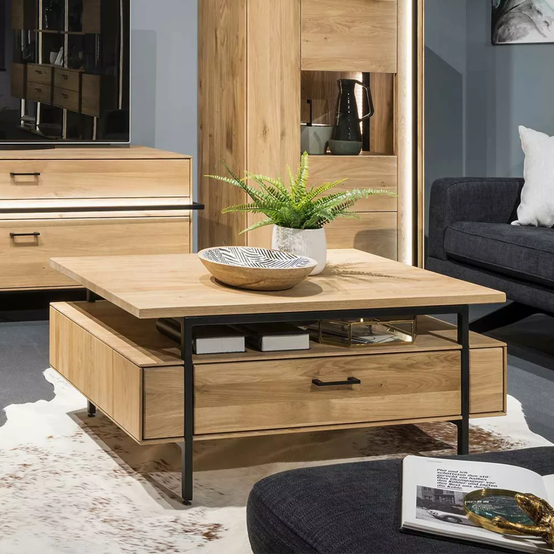 Wohnzimmer Tisch in Asteichefarben zwei Soft Close Schubladen günstig online kaufen