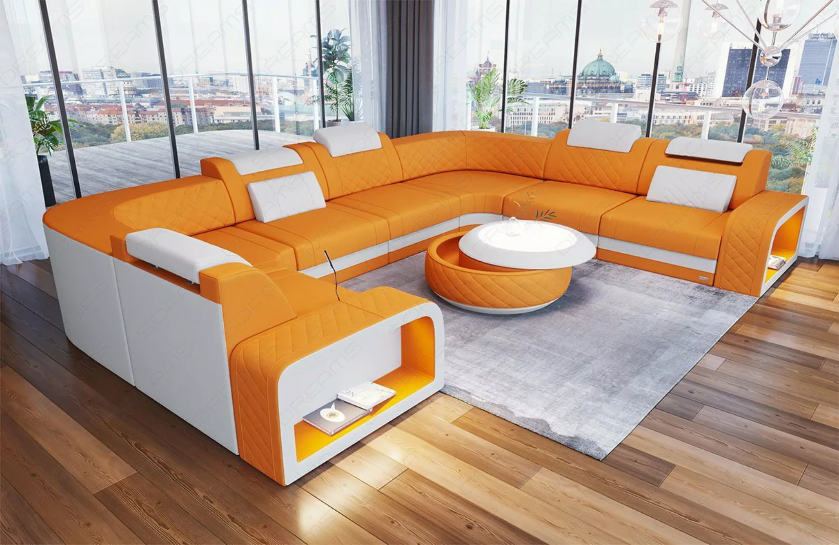 Sofa Dreams Wohnlandschaft Polster Stoffsofa Couch Stoff Sofa Foggia U Form günstig online kaufen