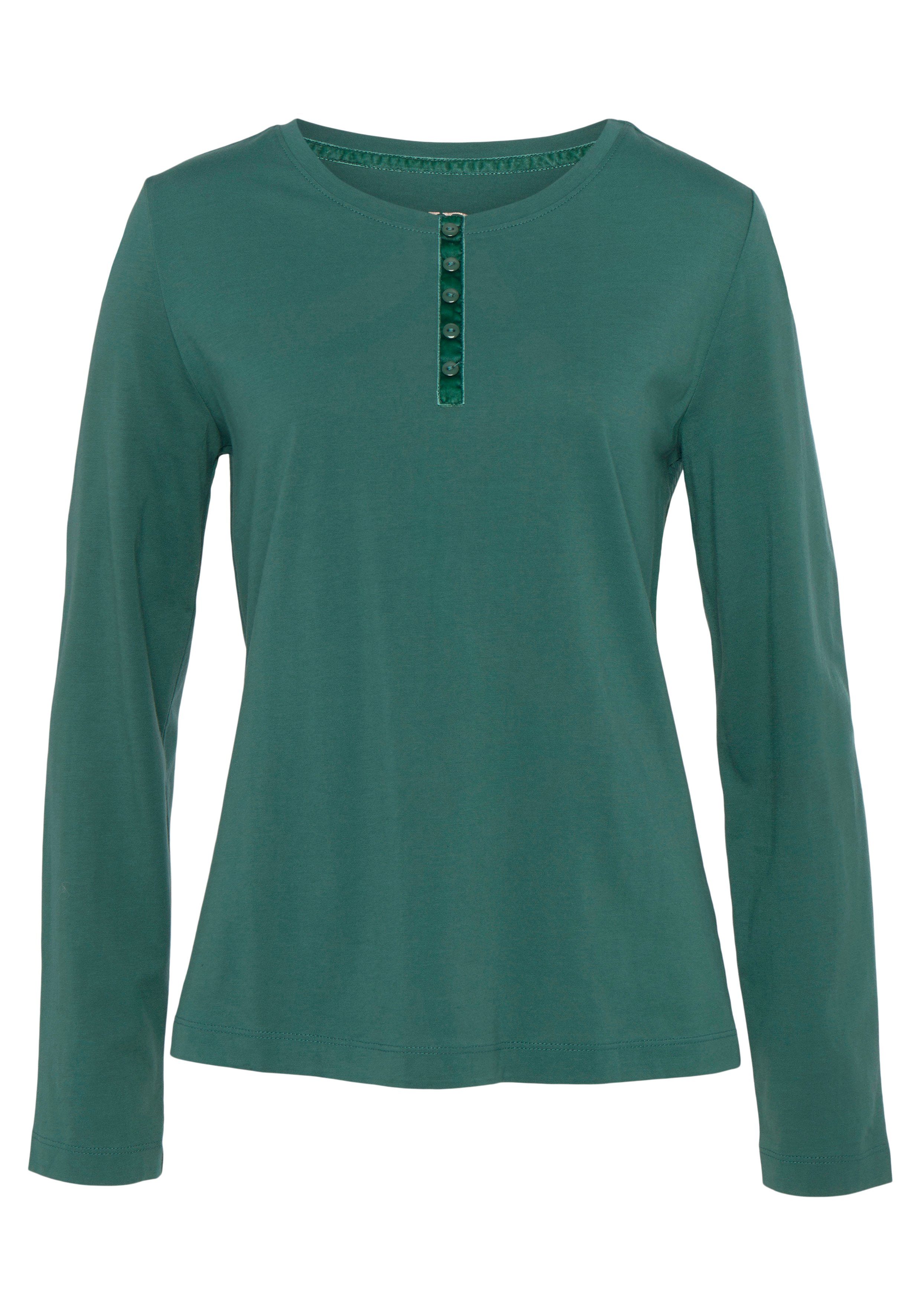 Vivance Dreams Pyjamaoberteil mit Velvet-Knopfleiste günstig online kaufen