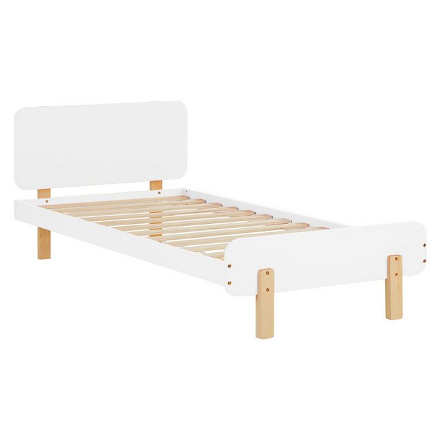 Homestyle4u Holzbett Kinderbett 90x200 cm Einzelbett Jugendbett Holzfüße Gä günstig online kaufen