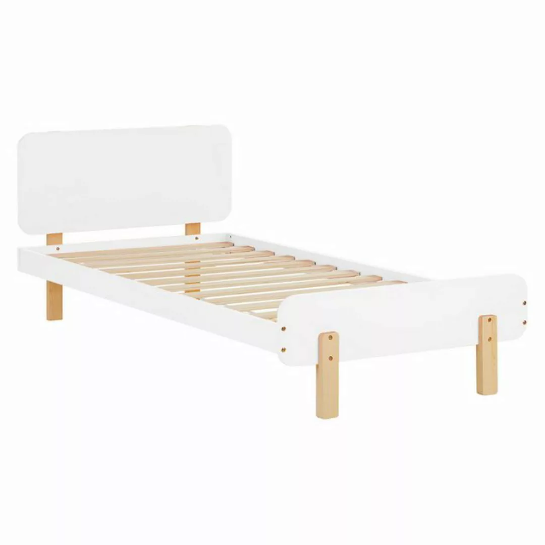 Homestyle4u Holzbett Kinderbett 90x200 cm Einzelbett Jugendbett Holzfüße Gä günstig online kaufen