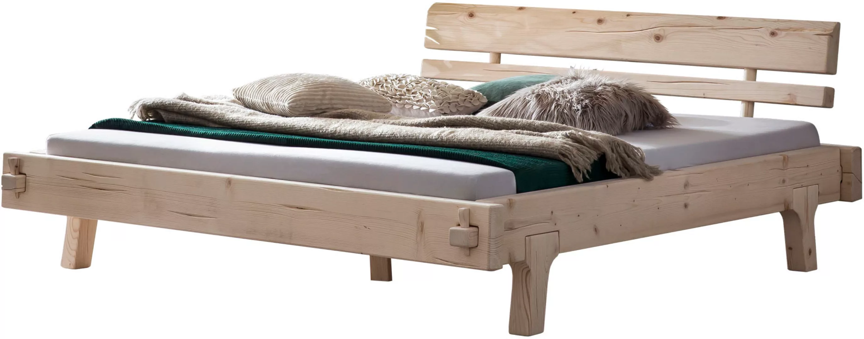 SalesFever Holzbett, aus Massivholz Fichte, Balkenbett in uriger Optik, im günstig online kaufen