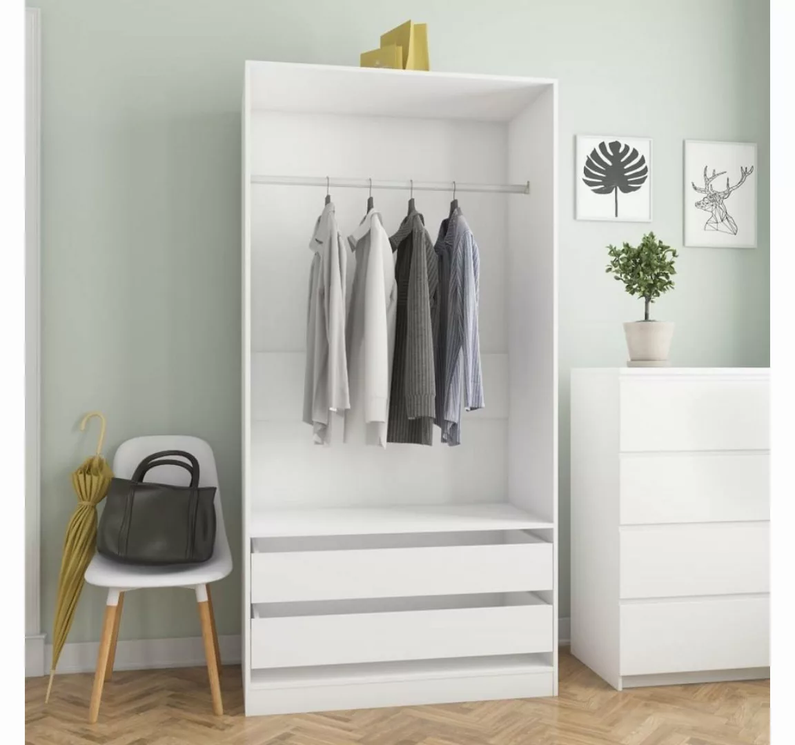 vidaXL Kleiderschrank Kleiderschrank Weiß 100x50x200 cm Holzwerkstoff (1-St günstig online kaufen