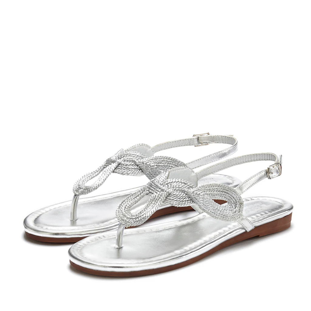 LASCANA Zehentrenner, Sandale, Pantolette im Metallic-Look VEGAN günstig online kaufen