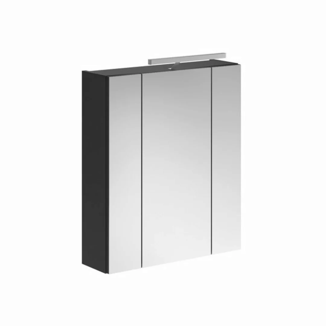 freiraum Badezimmerspiegelschrank Linus in Schwarz / Spiegelglas - 60x70x18 günstig online kaufen