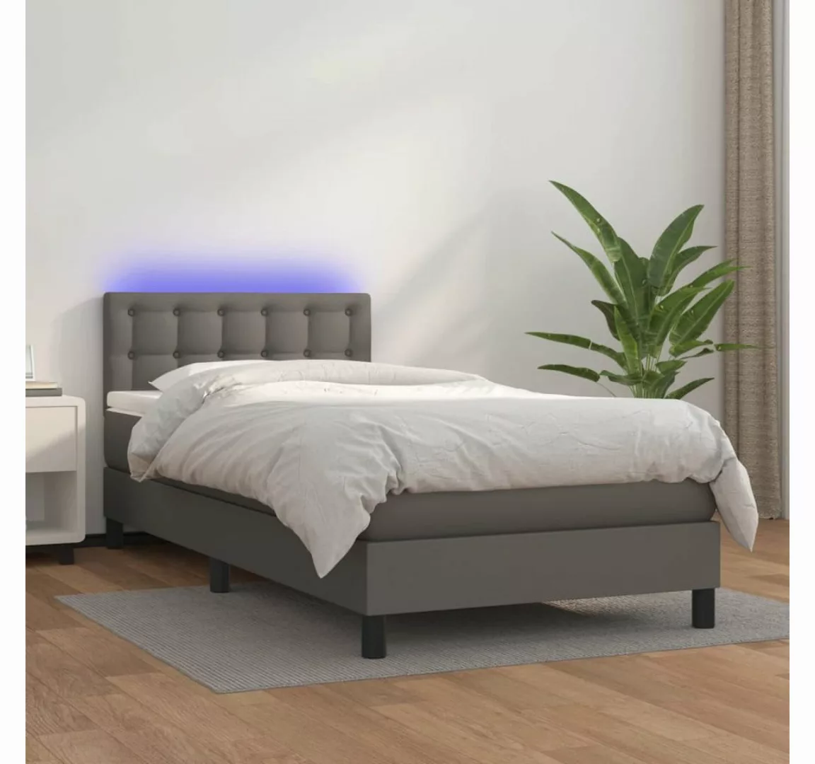 vidaXL Boxspringbett Bett Boxspringbett mit Matratze & LED Kunstleder (90 x günstig online kaufen