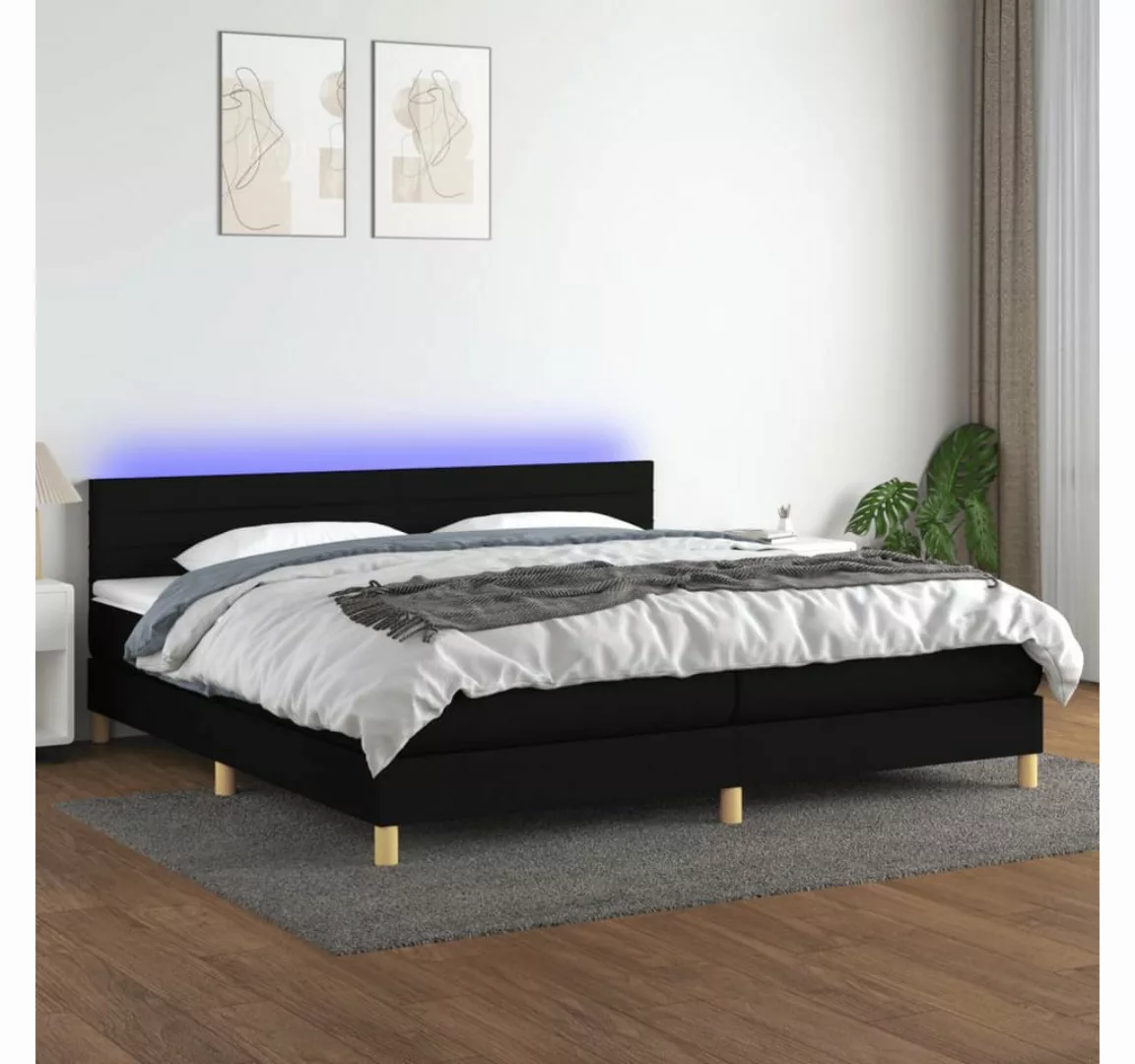 vidaXL Boxspringbett Boxspringbett mit Matratze LED Schwarz 200x200 cm Stof günstig online kaufen