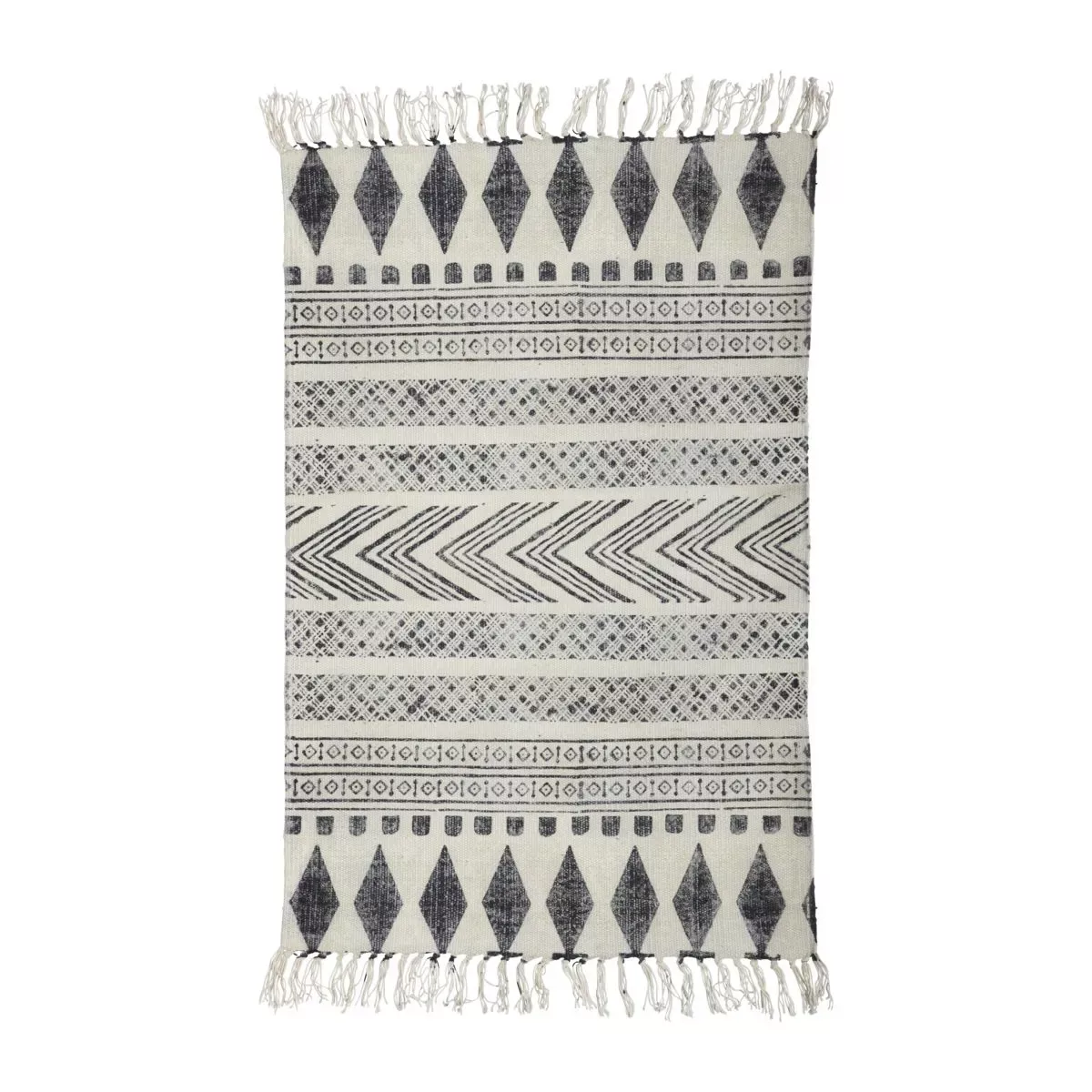 Teppich Block aus Baumwolle in Grau und Schwarz günstig online kaufen