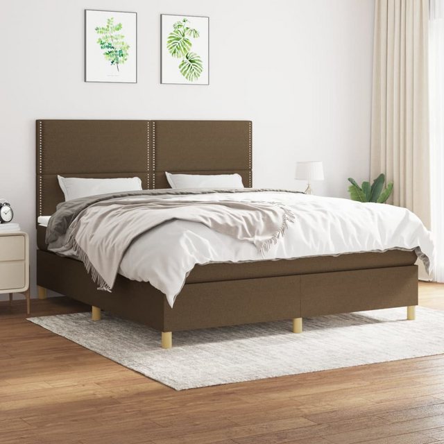 vidaXL Boxspringbett Boxspringbett mit Matratze Dunkelbraun 160x200 cm Stof günstig online kaufen