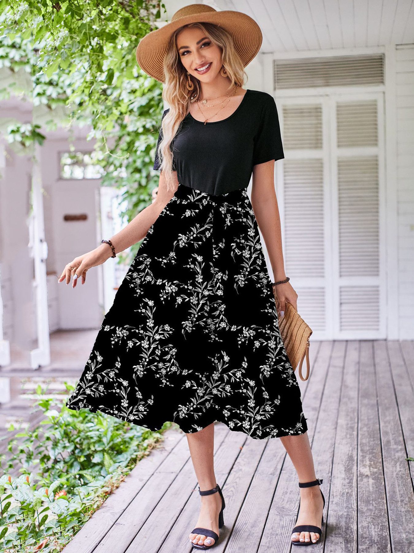 DEBAIJIA Dirndl Damen Röcke Sommer Floral günstig online kaufen