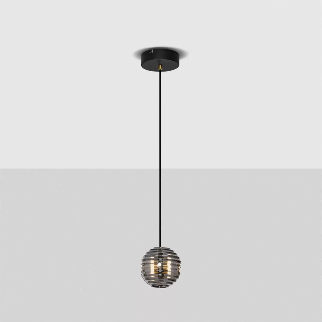 LED Pendelleuchte Las in Schwarz-transparent und Gold 13W 1526lm günstig online kaufen