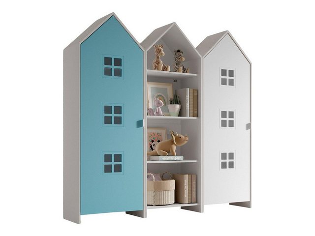 Vipack Kleiderschrank in Korpus Weiß / Front Blau u. Weiß, MDF günstig online kaufen