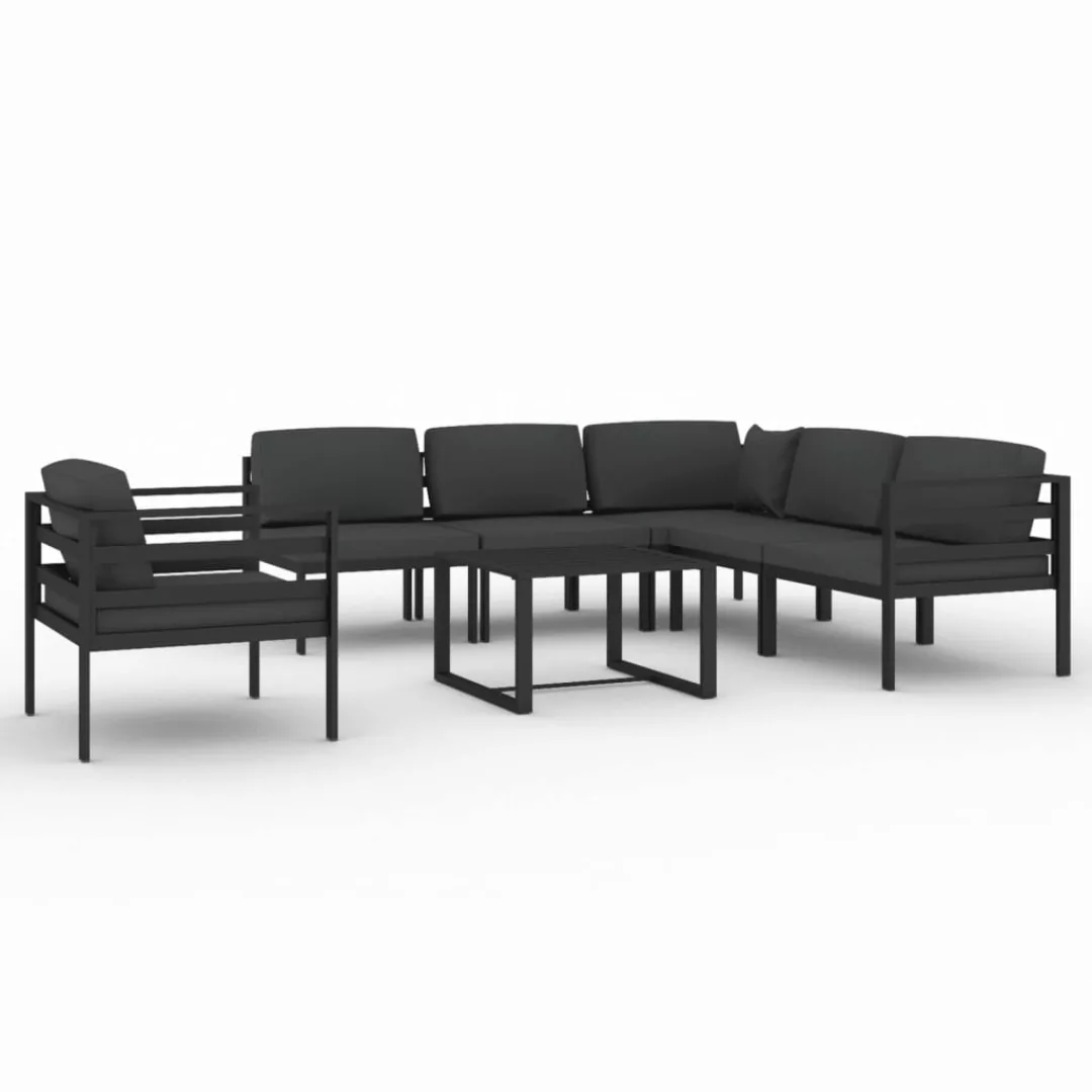 Vidaxl 7-tlg. Garten-lounge-set Mit Kissen Aluminium Anthrazit günstig online kaufen