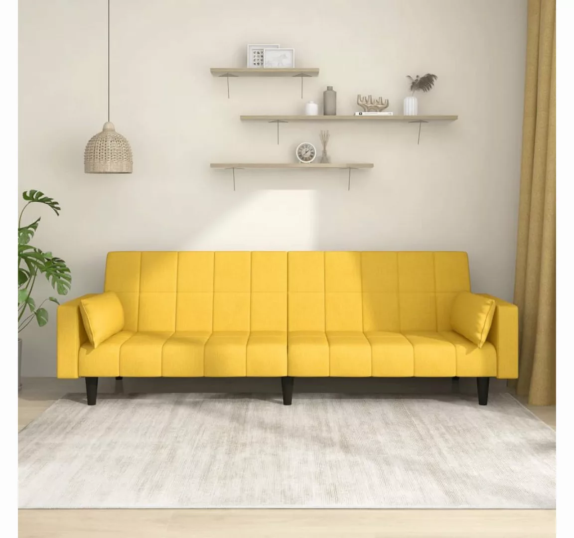 vidaXL Sofa Schlafsofa 2 Sitzer Sofa mit Schlaffunktion Stoff, Gelb günstig online kaufen