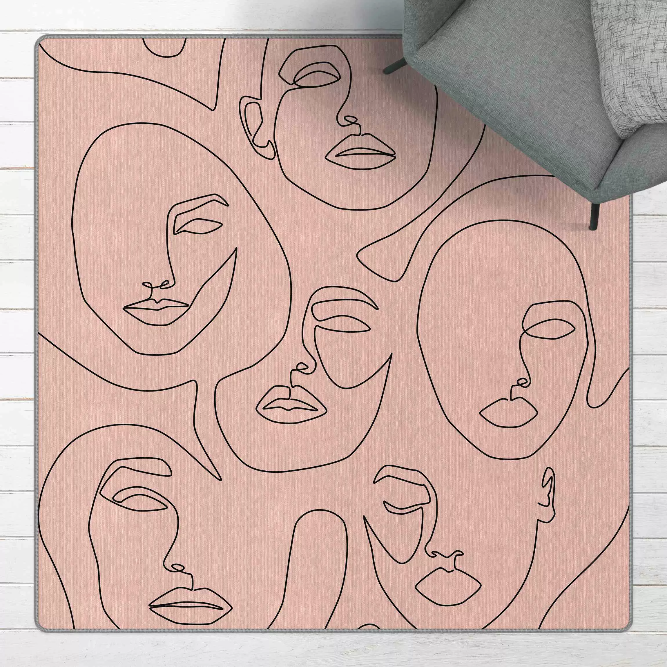 Teppich Line Art - Beauty Portraits in Blush Rose günstig online kaufen