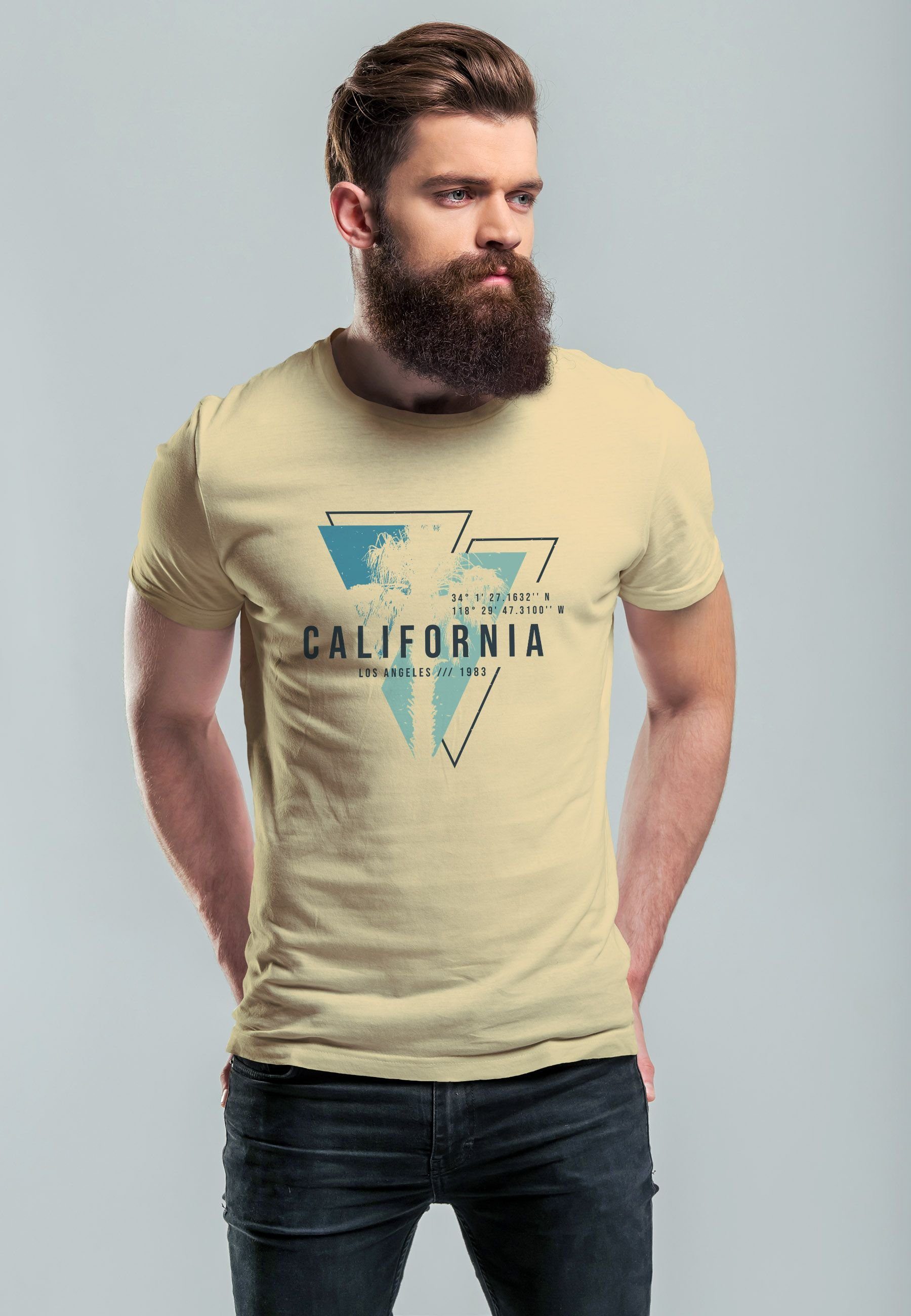 Neverless Print-Shirt Herren T-Shirt California Los günstig online kaufen