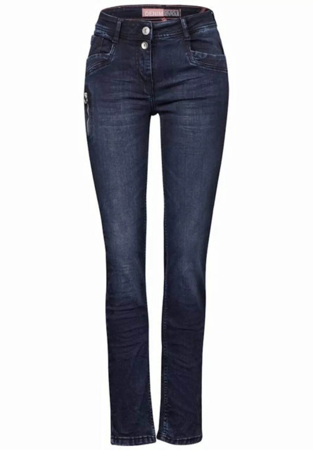 Cecil Slim-fit-Jeans - Toronto - Mid Waist, Schwarz-blaue Waschung günstig online kaufen