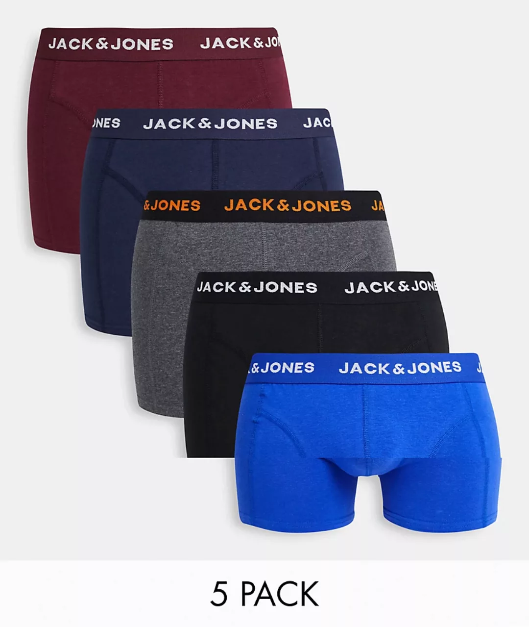 Jack & Jones – 5er Packung Unterhosen in verschiedenen Farben-Mehrfarbig günstig online kaufen