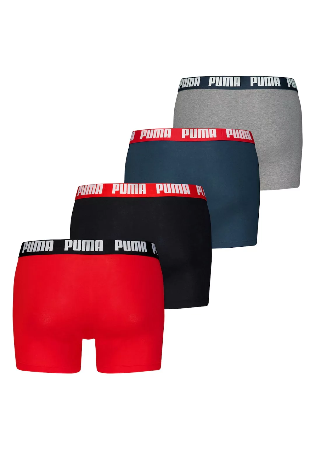 Puma 4-er Set Boxer Briefs Blau & Grau mit verschiedenfarbigem Webbund günstig online kaufen