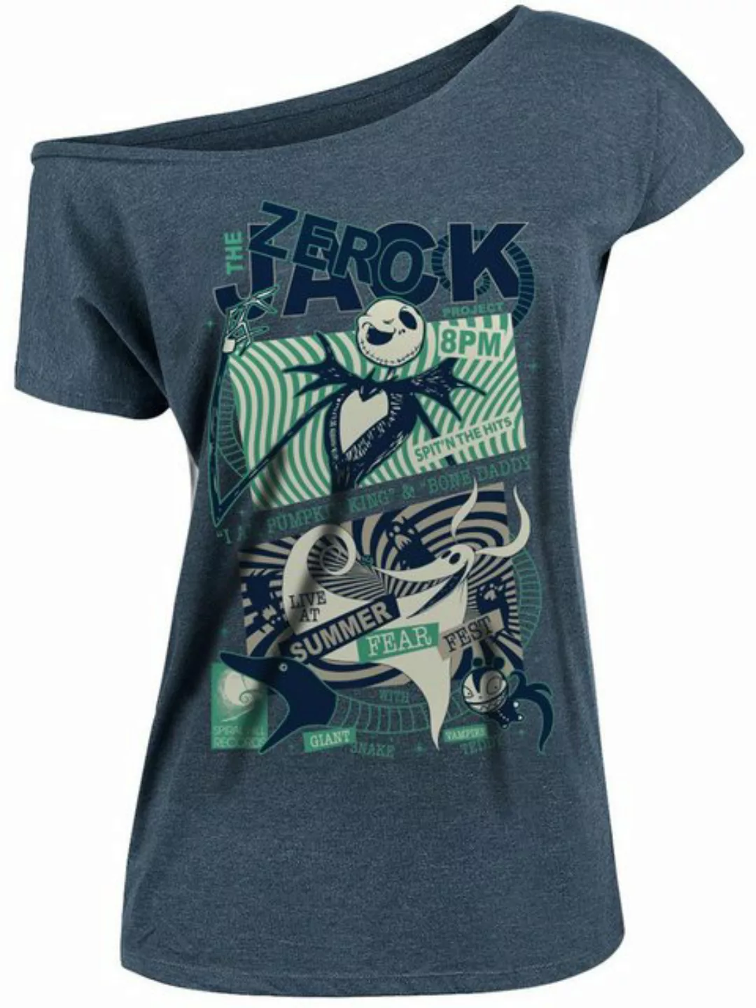 The Nightmare Before Christmas Zero Jack Damen Loose-Shirt blau meliert günstig online kaufen