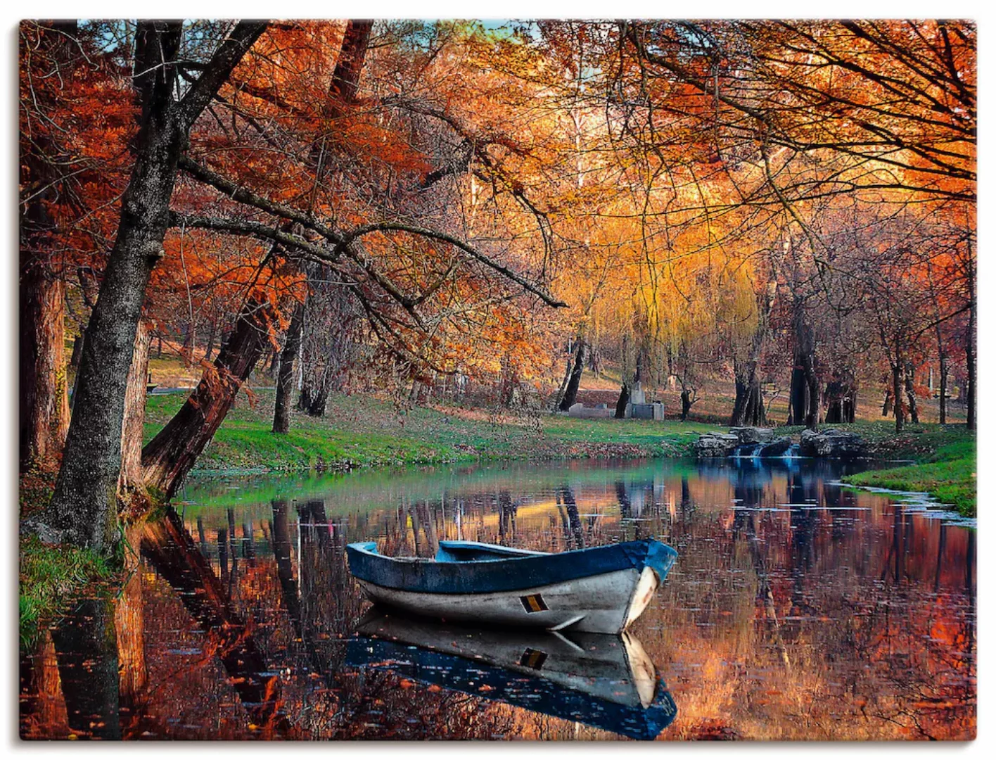 Artland Wandbild "Bunte Herbstlandschaft", Boote & Schiffe, (1 St.), als Le günstig online kaufen