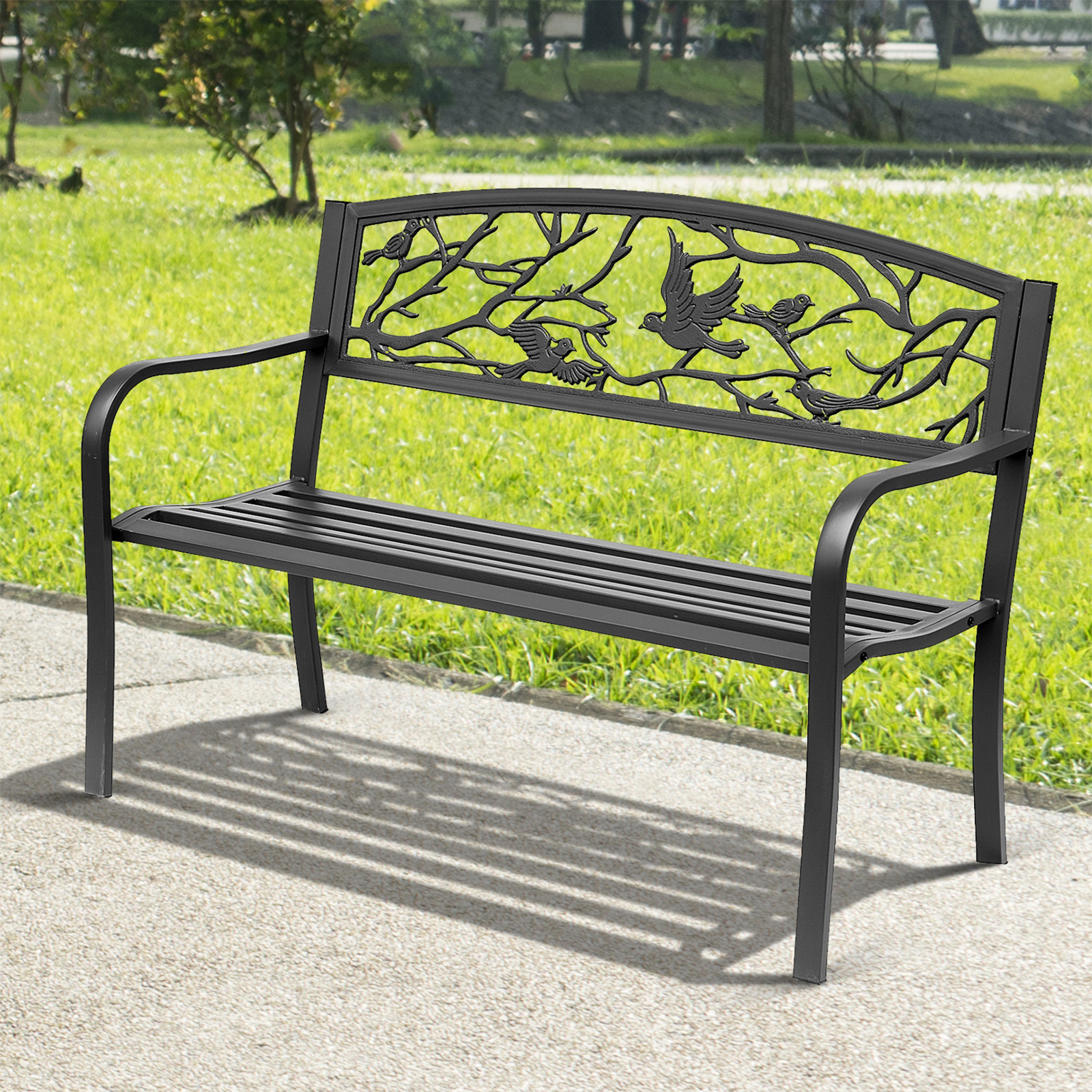 Outsunny Gartenbank 3-Sitzer Bank Terrasse Ländlich Chic 127L x 60B x 85H c günstig online kaufen