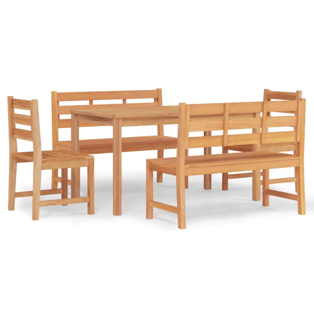 Vidaxl 5-tlg. Garten-essgruppe Massivholz Teak günstig online kaufen