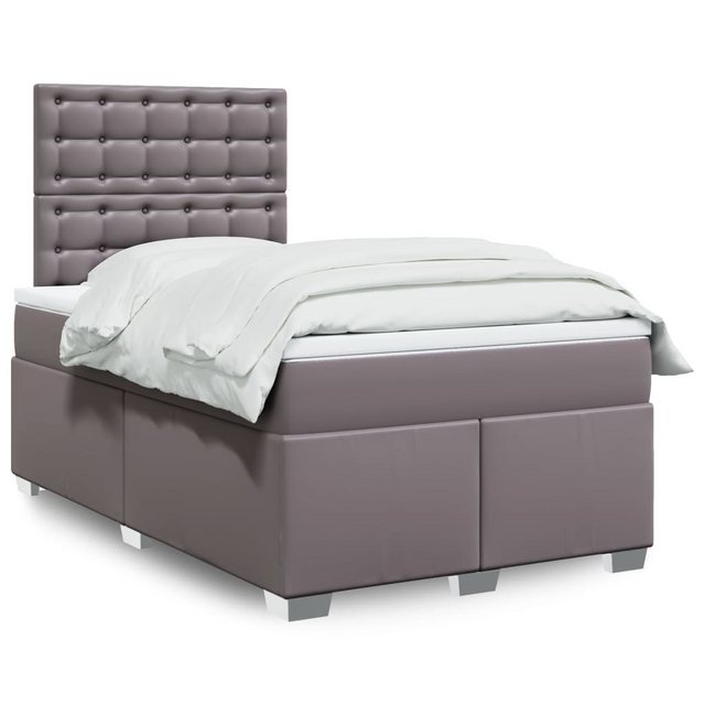 vidaXL Boxspringbett mit Matratze Grau 120x200 cm Kunstleder2100044 günstig online kaufen