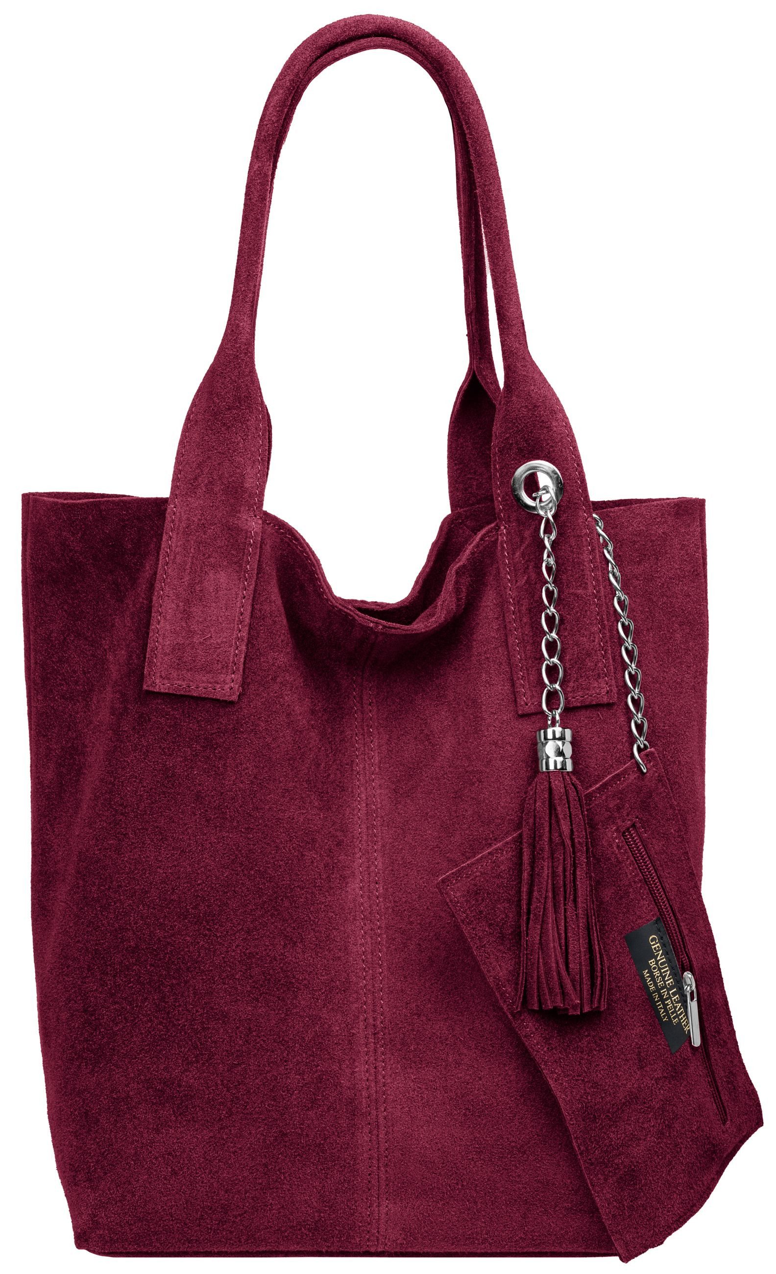 Caspar Schultertasche große Wildleder Shopper Damen günstig online kaufen